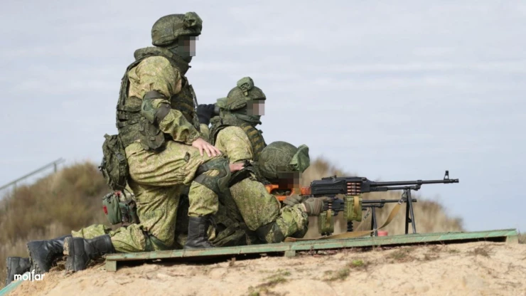 Russian army soldiers at training shootings