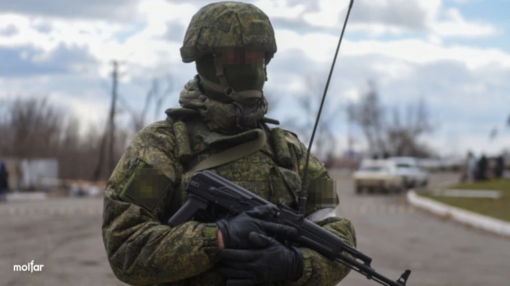 Armed soldier in Russian uniform